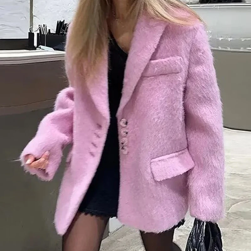 Women Autumn Blazer Coat Turn Down Collar Coat Turn Down Collar Fashion Design Blazer Feminino Tops Clothes