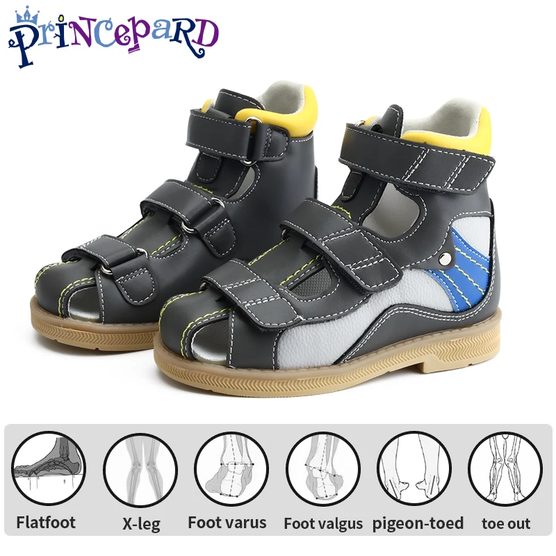 PRINCE PARD Orthopedic Sandals for Kids and Toddlers, Summer Children's Corrective Closed Toe Shoes for Flat Feet Tiptoe Walking