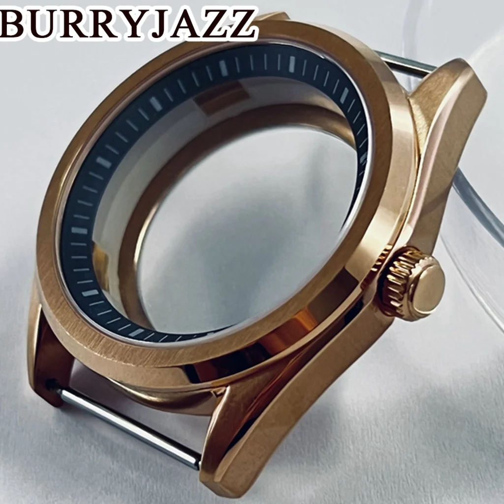 BURRYJAZZ 40mm NH35 NH36 NH34 NH38 NH70 NH72 Watch Case Waterproof Sapphire Glass Rose Gold Solid Stainless Steel