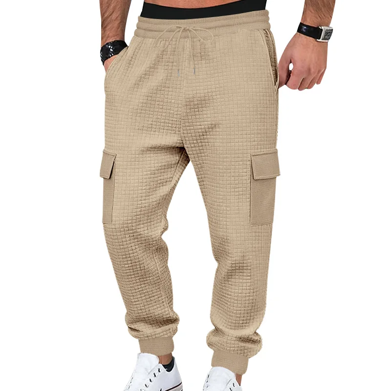 American autumn new models, men's casual commuting trend versatile drawstring multi-pocket long