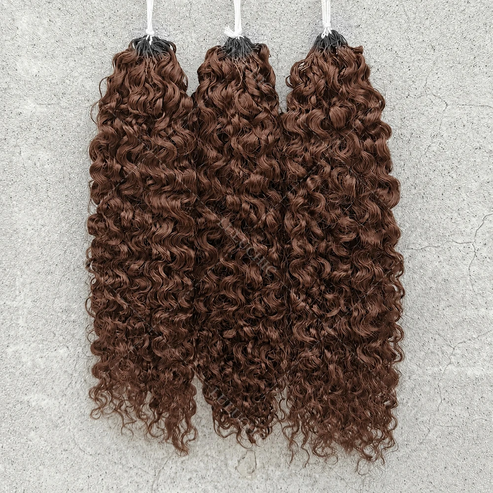15A Afro Kinky Curly Feather Crochet Human Hair Extensions Dark Brown Crochet Braids Unprocessed 100% Human Hair For Boho Braids