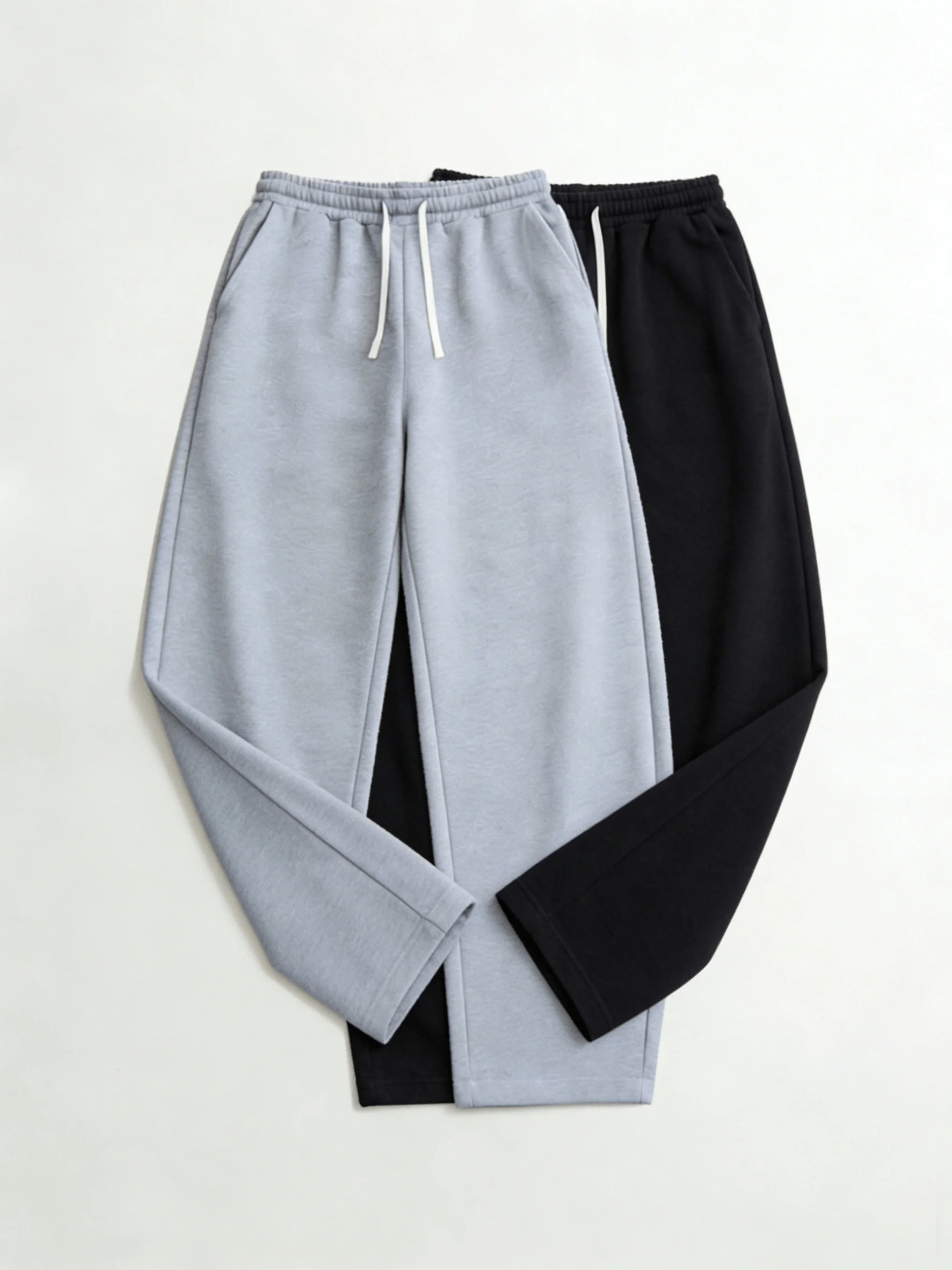 2-pCS men's solid color straight leg casual pants waist belt with drawstring jogging pants suitable for training and casual wear