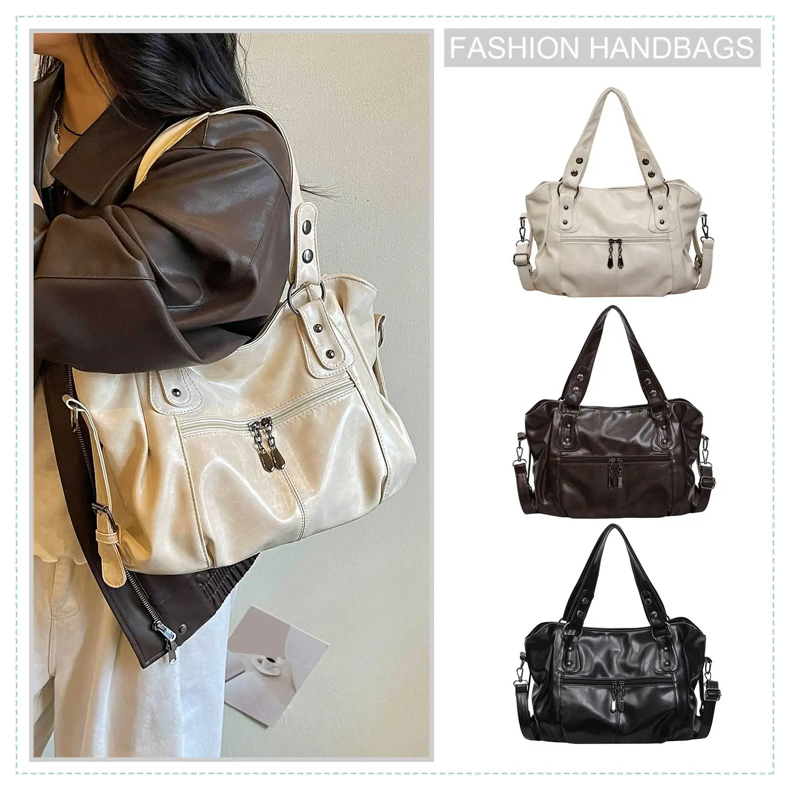 Retro Handbag Women Large Capacity Vintage Tote Bag Casual Simple Shoulder Bag Travel Date Shopping Handbags