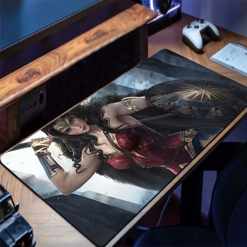 Keyboard Pad W-wonder Woman Mouse Pad Kawaii Desk Mat Cartoon PC Gamer Mousepad Soft Office Carpet Home Table Pad