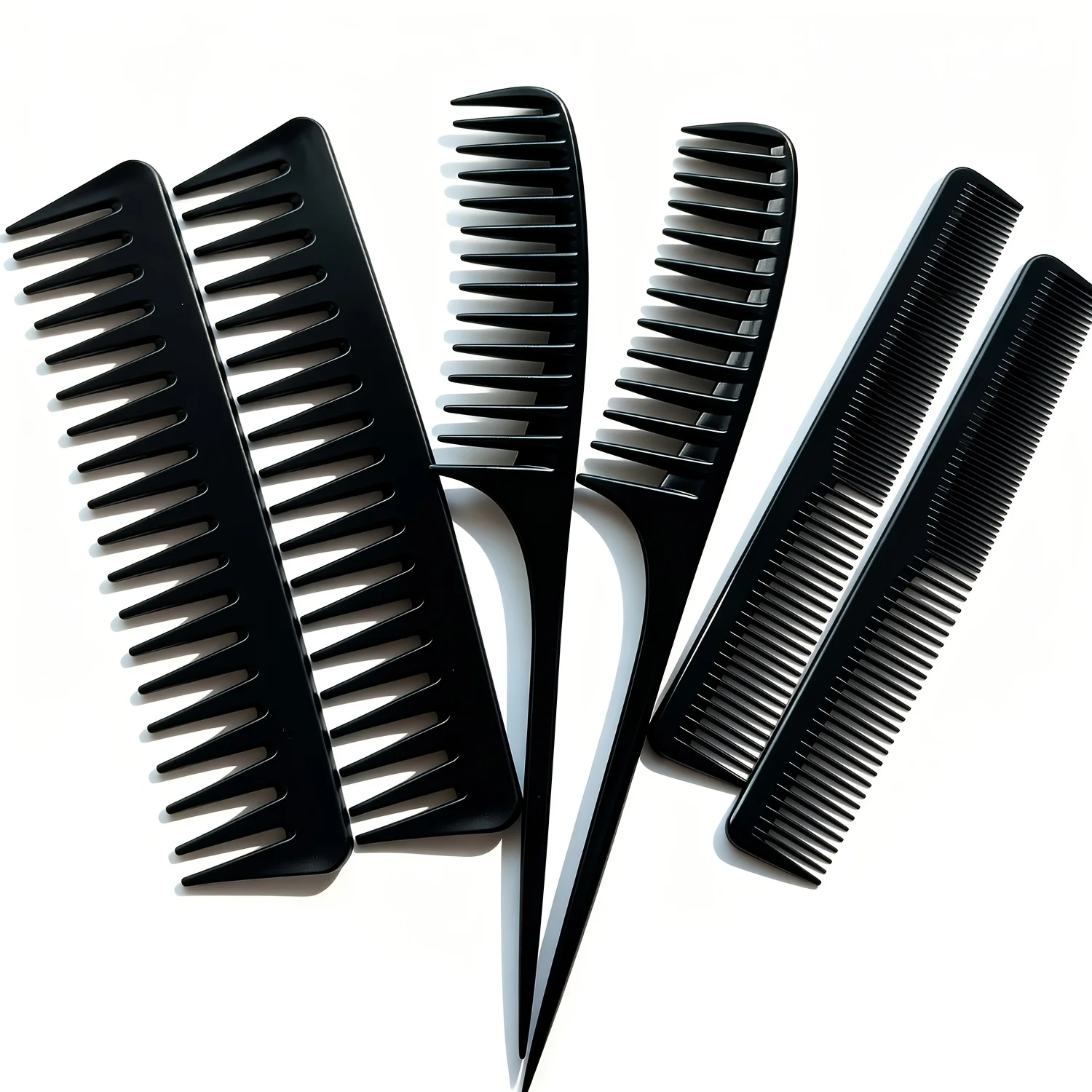 6PCS Black Hair Comb Set 3 Styles Hair Comb Hairdressing Tool Portable