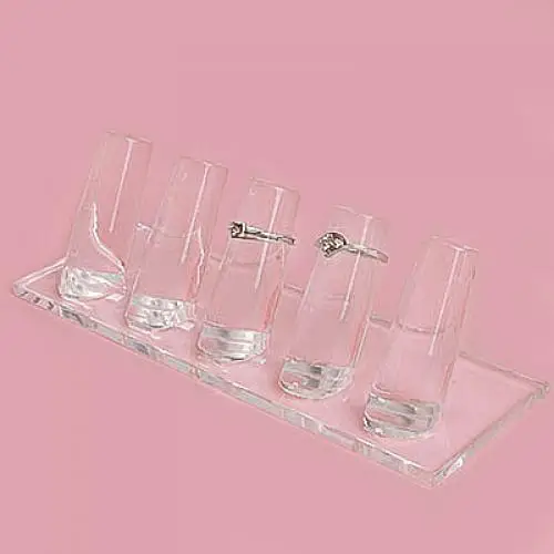 Transparent Acrylic Ring Stand Multi-finger Jewelry Display Rack for Designer Rings and Shop Counters