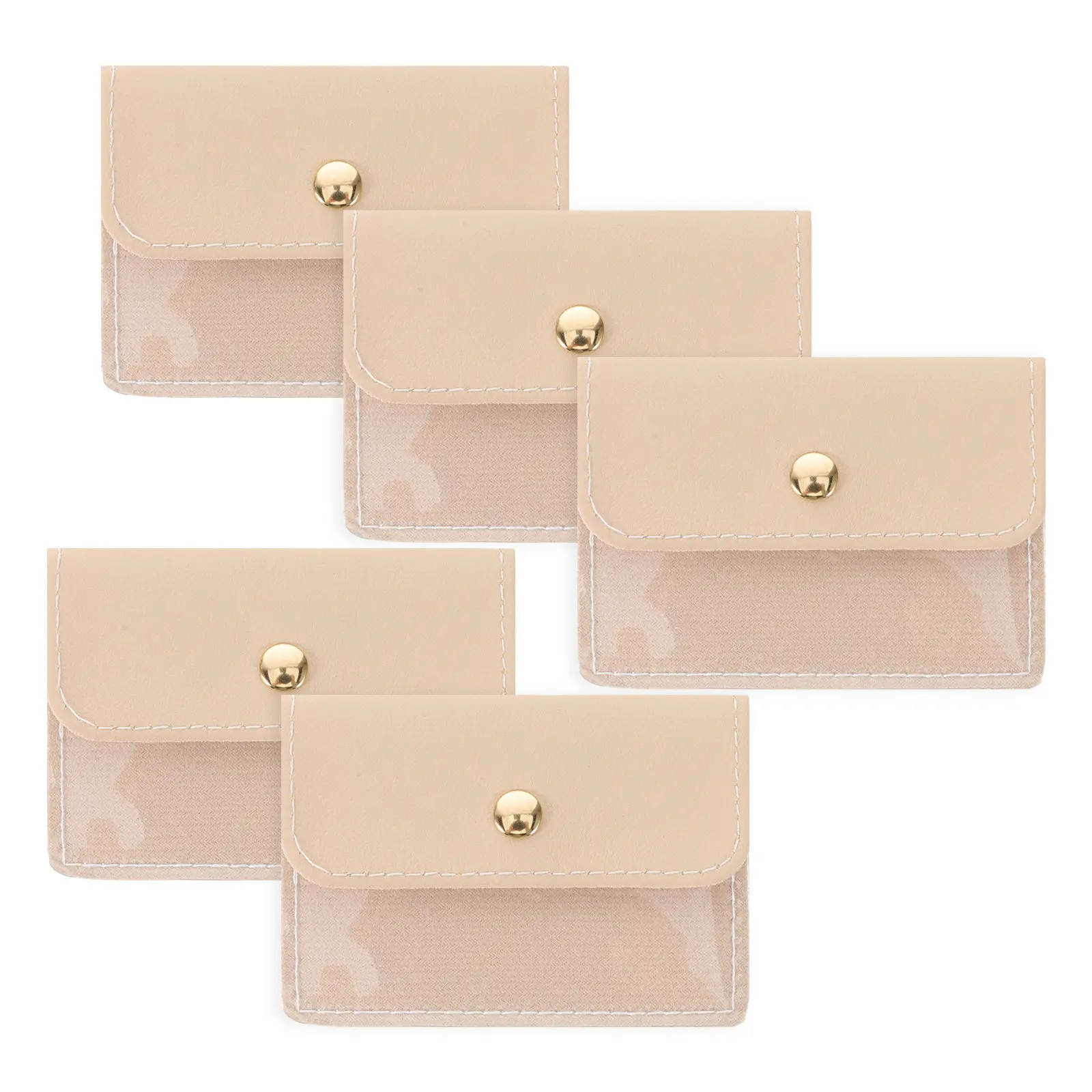5Pcs Clear Jewelry Bags Mini Transparent Snap Closure Organizer Pouches for Travel Small Bracelets Earrings Necklaces Storage