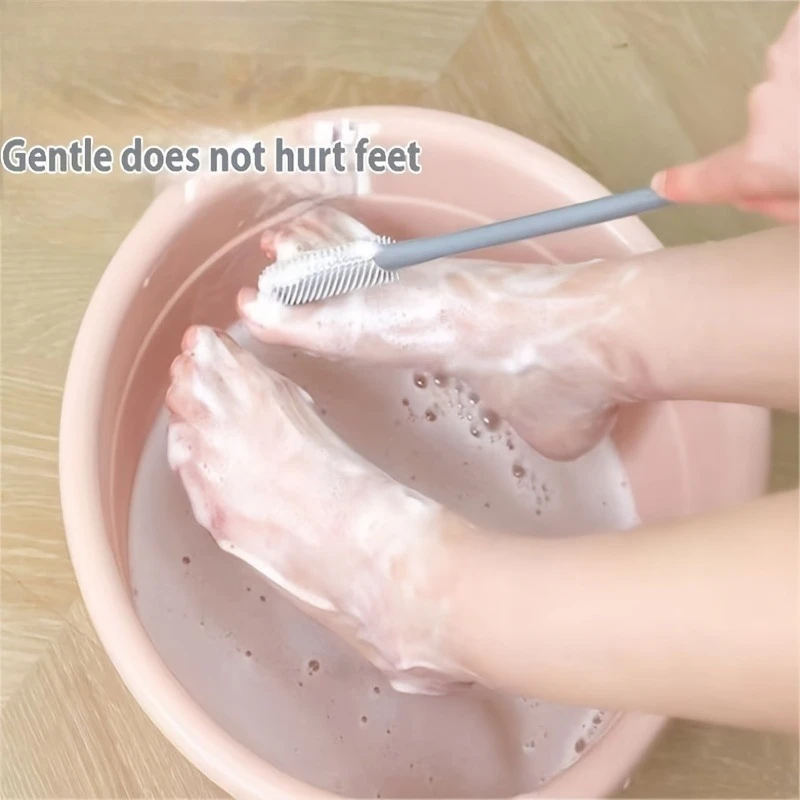Ergonomic foot hydrotherapy scrub brush, exfoliating massage brush, back scrub and hand movements - gentle shower accessories