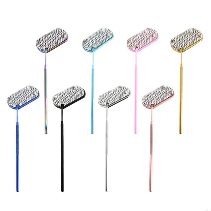 G99E Alloy Makeup Mirror with Rhinestones Decors For Lash Techs Portable Beauty Tool