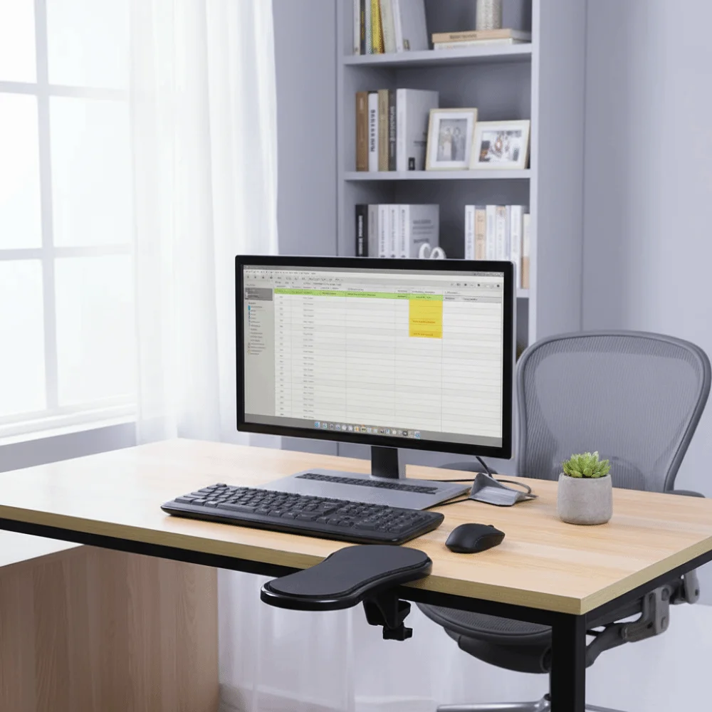 Non-slip Base Adjustable Ergonomic Wrist Rest Heavy Duty PVC Construction Comfortable Elbow Support Desktop Computer Armrest