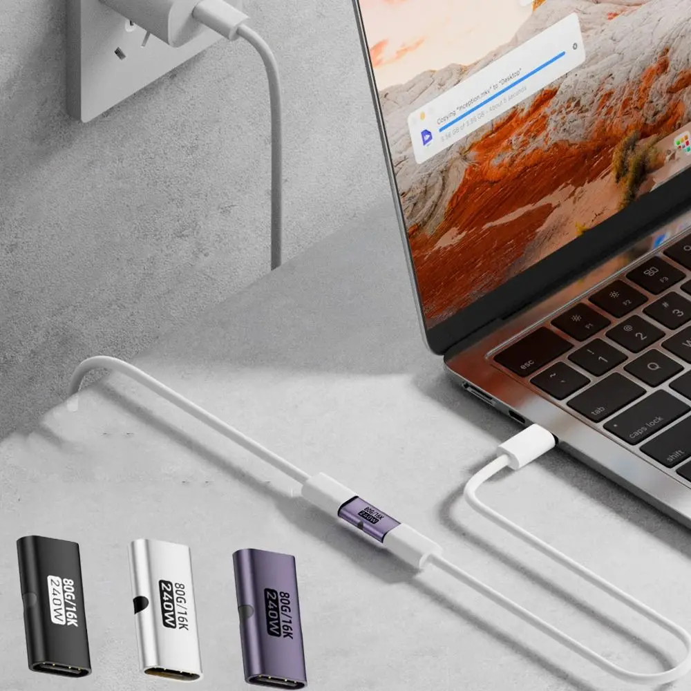 PD 3.1 240W USB C Female to Female Converter 16K 60HZ Fast Charging Magnetic Adapter Full Function 80Gbps Connector