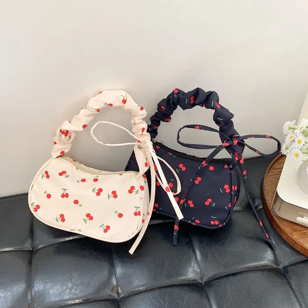 Canvas Material Canvas Shoulder Bags Keys Phone Storage Multi-Pocket Girl Handbags Flower Bow Print Messenger Bags For Women