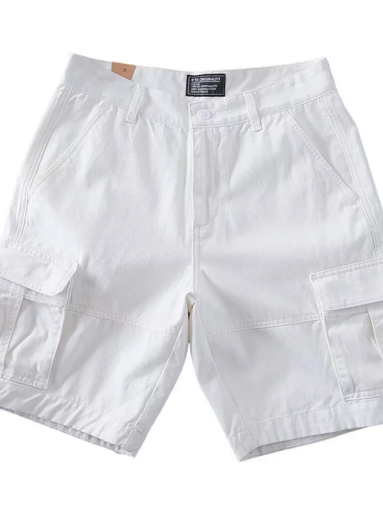 Retro American Cotton Workwear Shorts Men's Outdoor Wear Resistant Five-Part Pants Casual Loose Fit Straight Leg Cargo Shorts