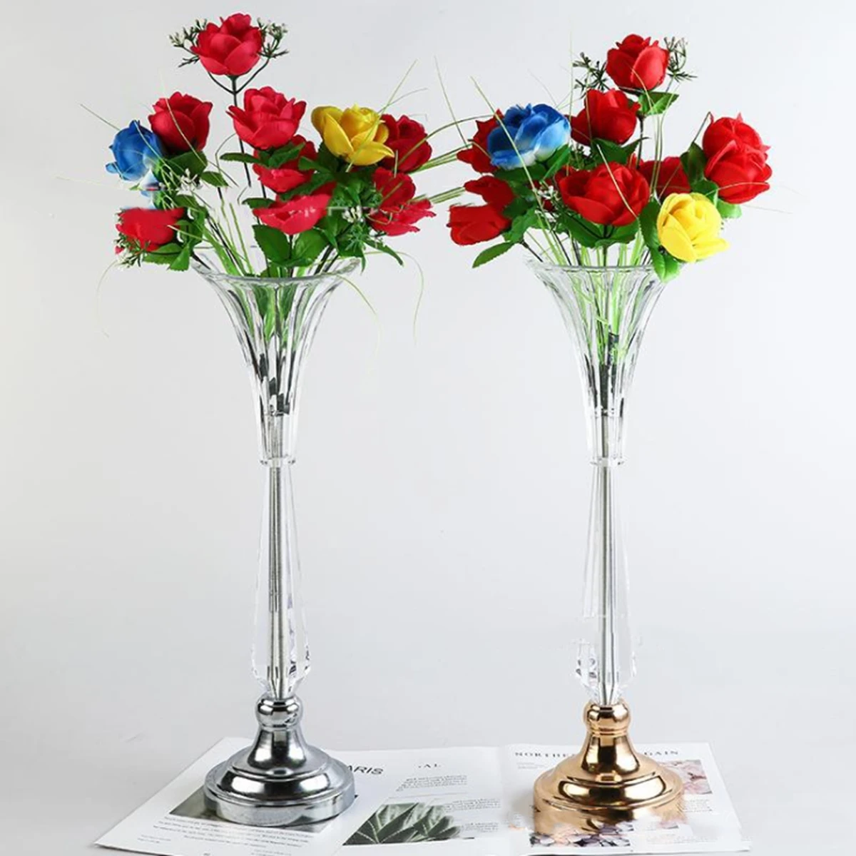 5pcs/6pcs)10 Pcs 50cm/100cm) tall Wedding Centerpieces Acrylic Vases Flower Vase Flowers Stand for Party Tables Decorations 2975