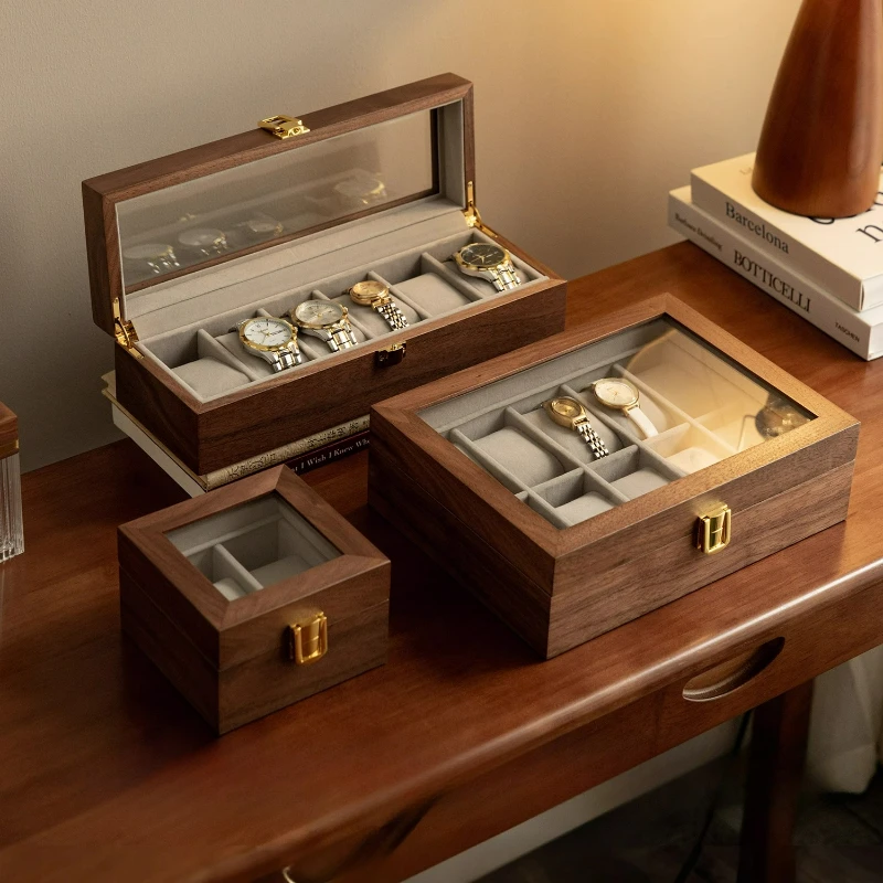 Wooden watch storage box, home watch bracelet box, high-end couple watch display box