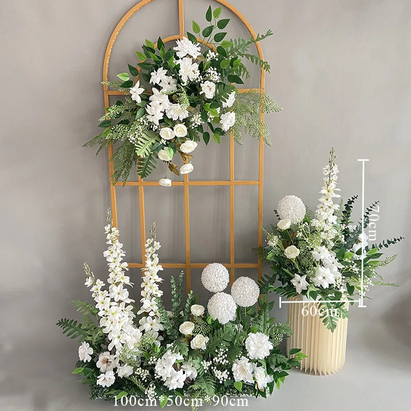 Customized Wedding Arch Flower Arrangement Artificial Flower Row Decoration Welcome Sign Decoration, Road Guide Flower Ball