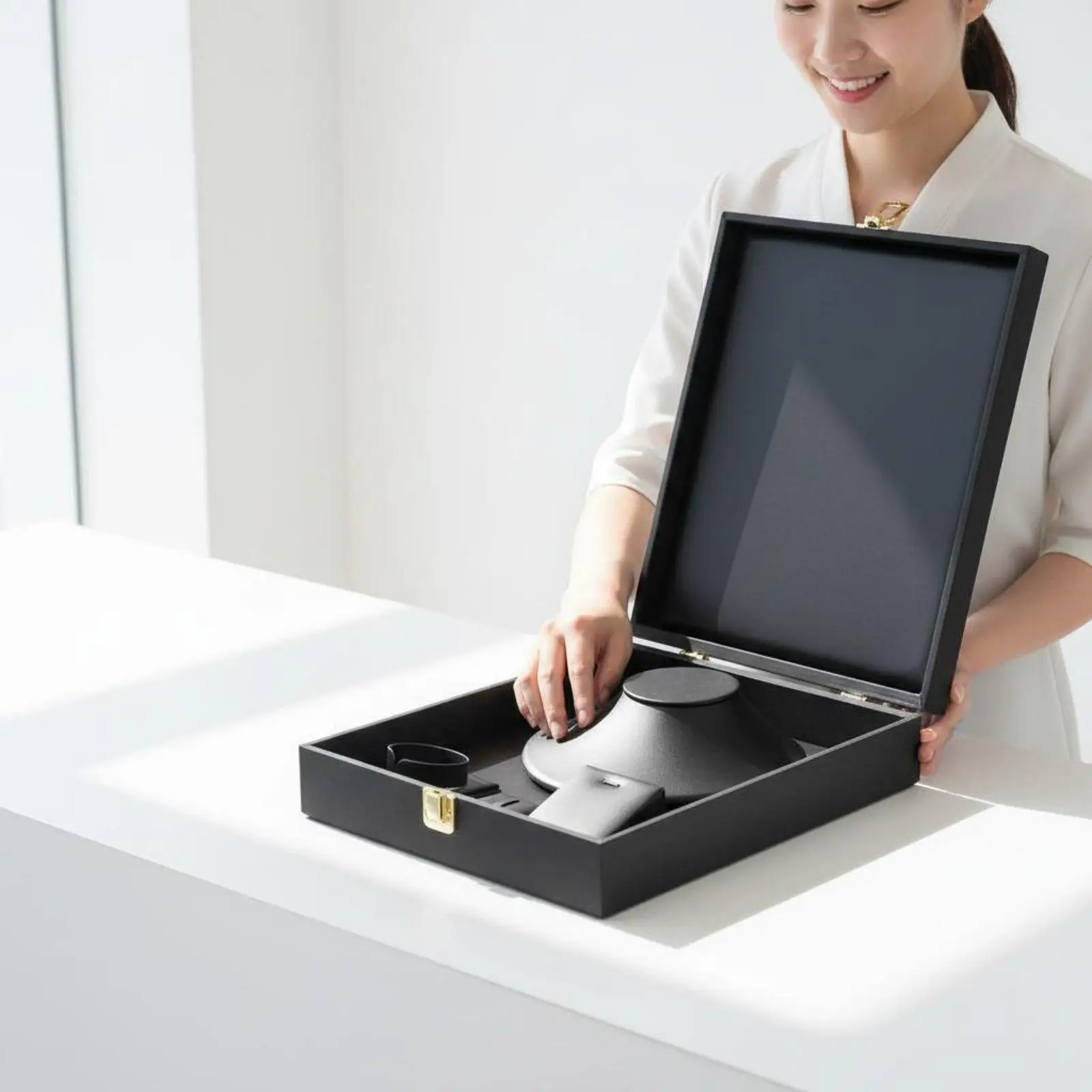 Compartmentalized Jewelry Display Tray Stand Velvet Jewelry Organizer Box for Retail and Photo Shoot