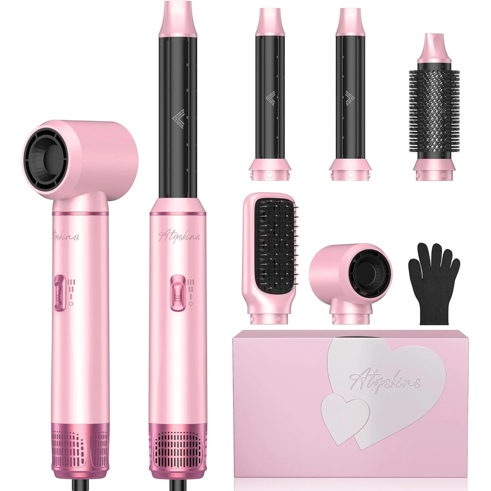 5In1 Interchangeable Hot Air Hair Styling Instrument Set, 675 Curling Wand, Hair Dryer, Straightening Comb, Round Brush, MultiPurpose Household Salon Hair Care Styling Tool