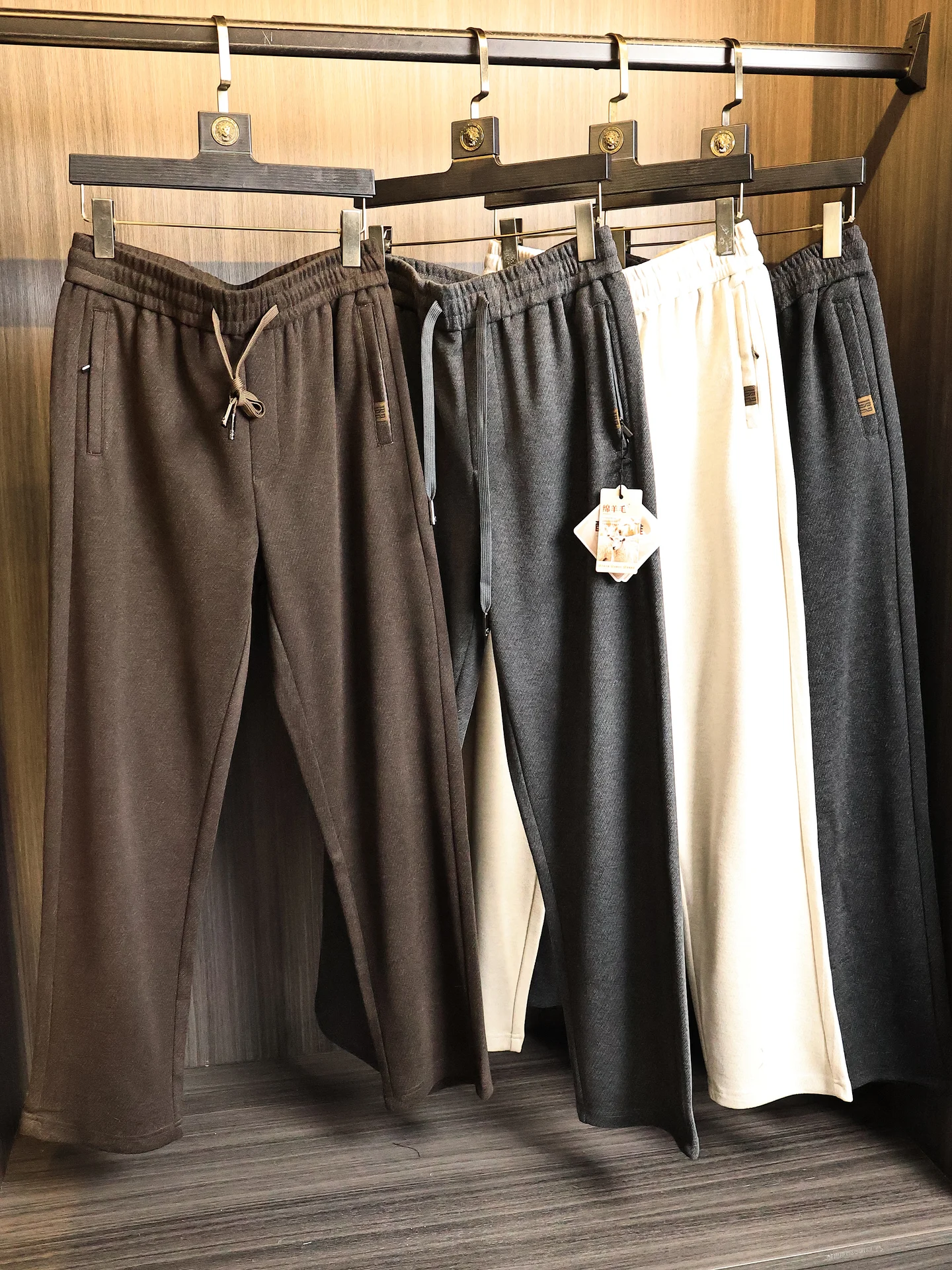 Thickened Woolen Casual Pants for Men Natural Drape Luxury Old Money Style Fashionable Urban Winter Warm Straight Leg Trousers