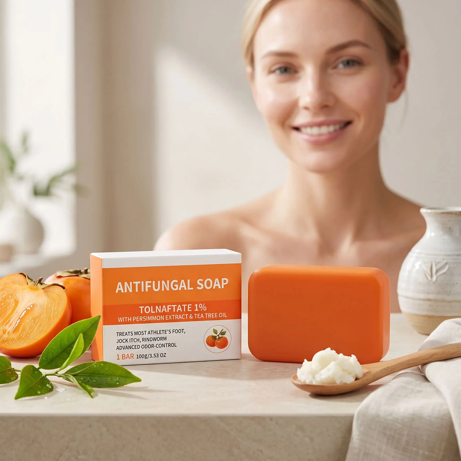 100g Persimmon Bath Soaps,Gentle Softening Moisturizing Natural Persimmon Skin Care Soaps Moisturizing Bar Soaps For Dry Skin