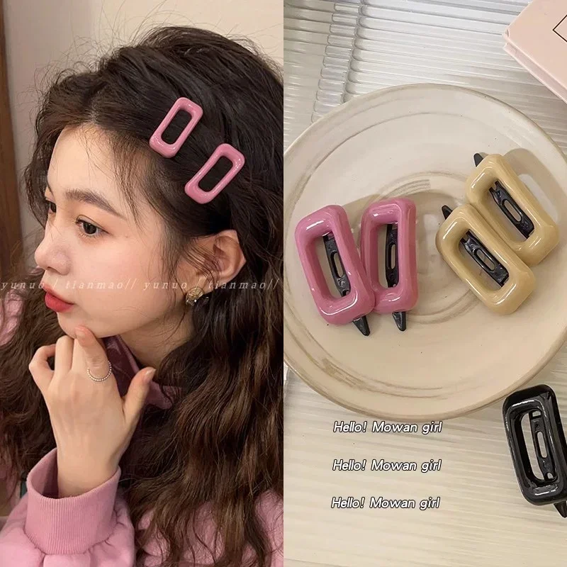 2Pcs Mini BB Hair Clips Small Rectangular Hairpins Simple Style Side Clips Barrettes for Girl Hair Accessories New Headwear