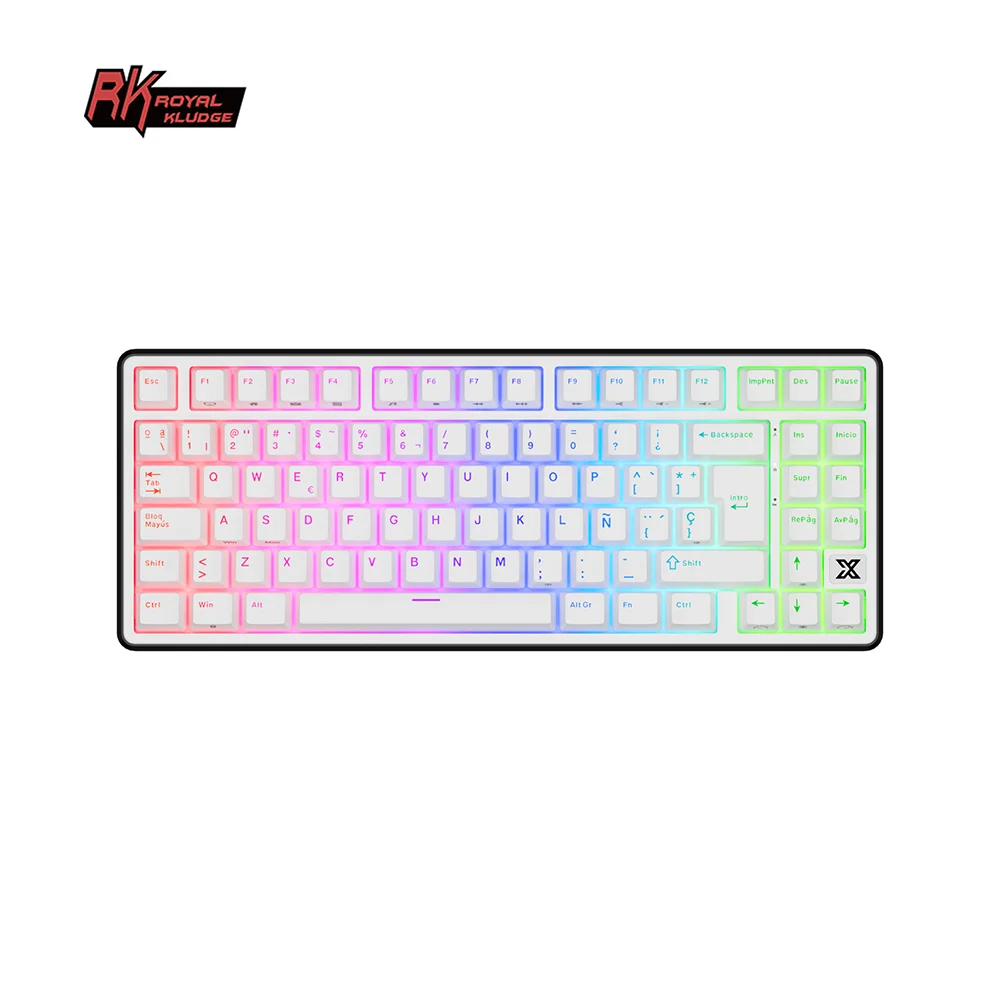 RK Royal Kludge X87 Spanish Wired Mechanical Keyboard 80% 86 Keys RGB Backlit Gasket Hot-swappable Gaming Keyboard PBT Keycaps