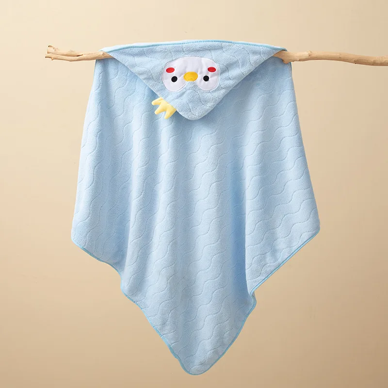 Coral Fleece Children's Hooded Cape Bath Towel Newborn Super Soft Absorbent Bath Towel Cute Cartoon Cape Bath Robe