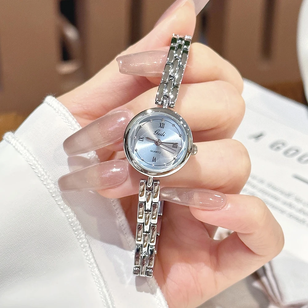 GEDI Minimalist Silver Woman Watch High Quality Small Dial Quartz Ladies Watches Daily Wear Fashion Wristwatch Accessory