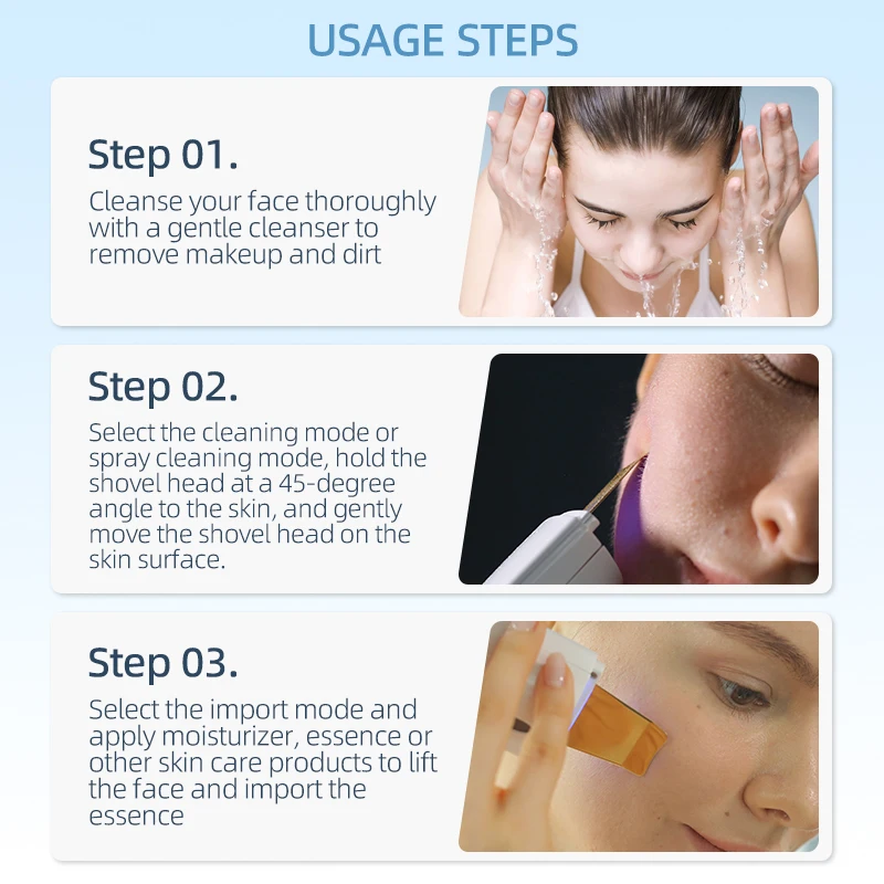 Ultrasonic Face Scraper Facial Lifting & Firming Scraper Blackheads Exfoliation Dead Skin Cleansing Spatula Home Skin Care Tools