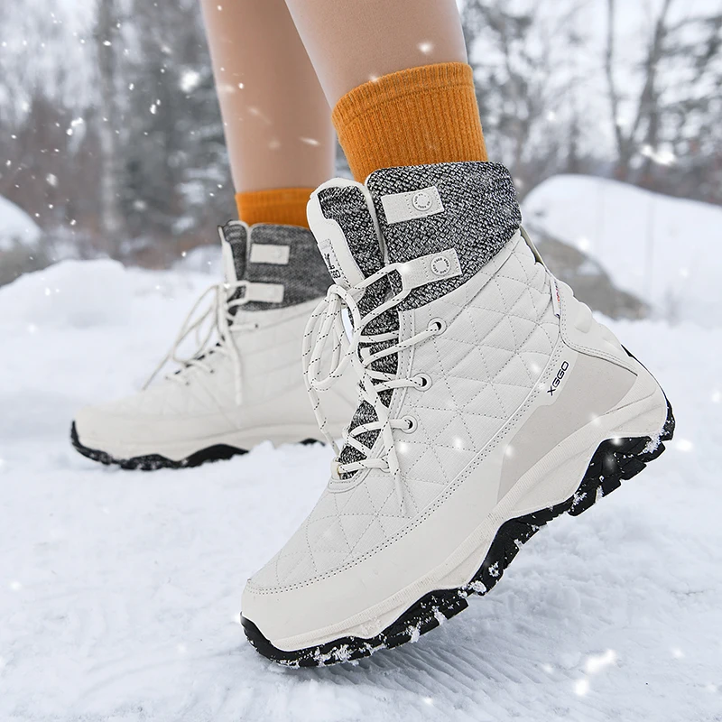 Soulsfeng NEW Warm Snow Boots Women Hiking Shoes Winter Plush  Sneaker Men Climbing High Mountain Sport Shoes Tourism Boots