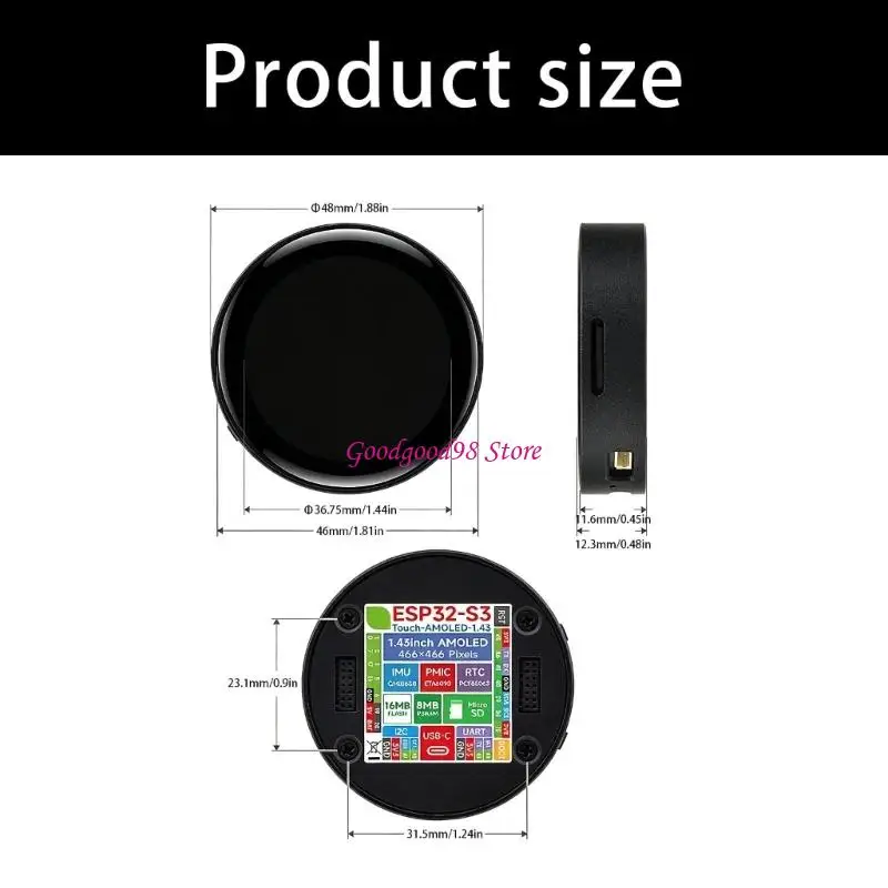 1.43inch Wireless Touch Display Board with Color Screen and Card Expansion 