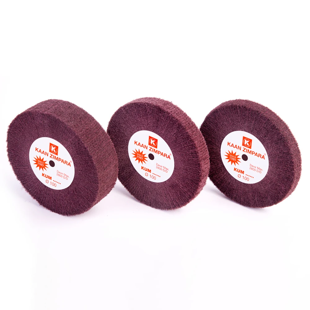 KAAN ZIMPARA Heavy Duty Brown Fiber Polishing Wheel 100mm Jewelry Grinding Disc For Matte Finish & Deep Satin Brushing on Metal