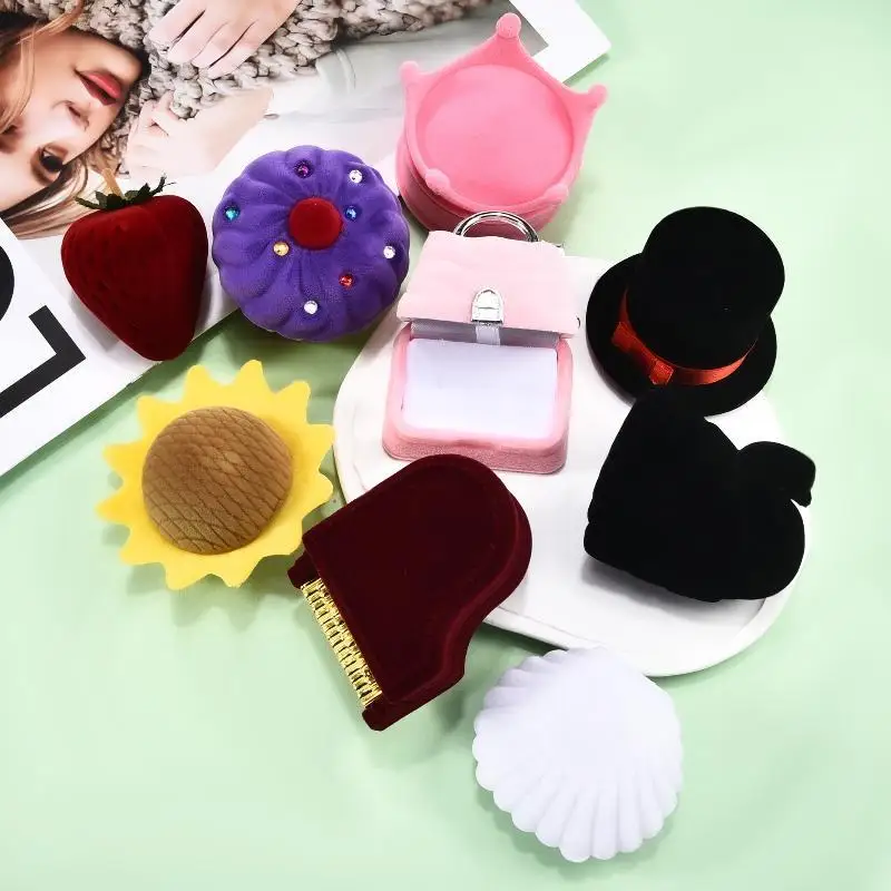 1Pc Lovely Velvet Jewelry Box Container Wedding Ring Box For Earrings Necklace Bracelet Display Gift Box Holder 13 Styles
