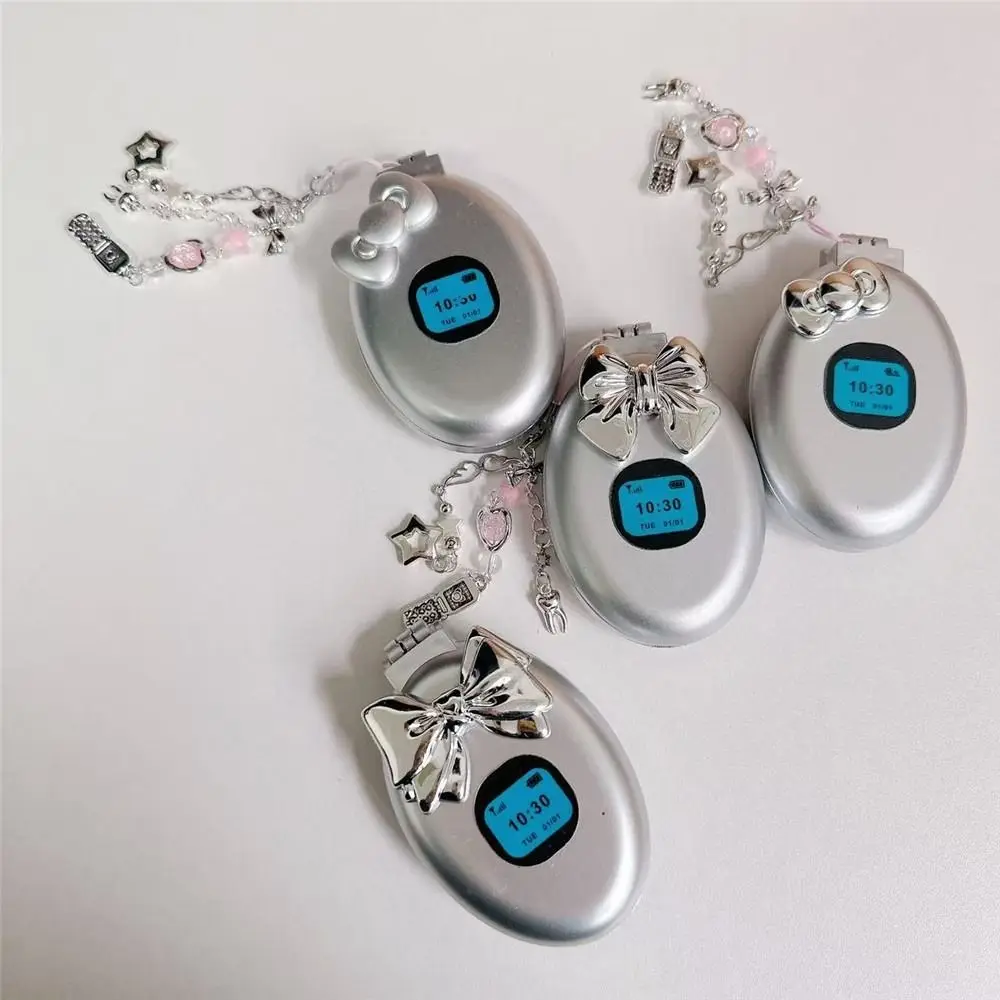 Fashion Flip Phone Air Cushion Comb Bag Charm Folding Make-up Mirror Retro Millennium Style Y2k Pendant Cosmetic Travel