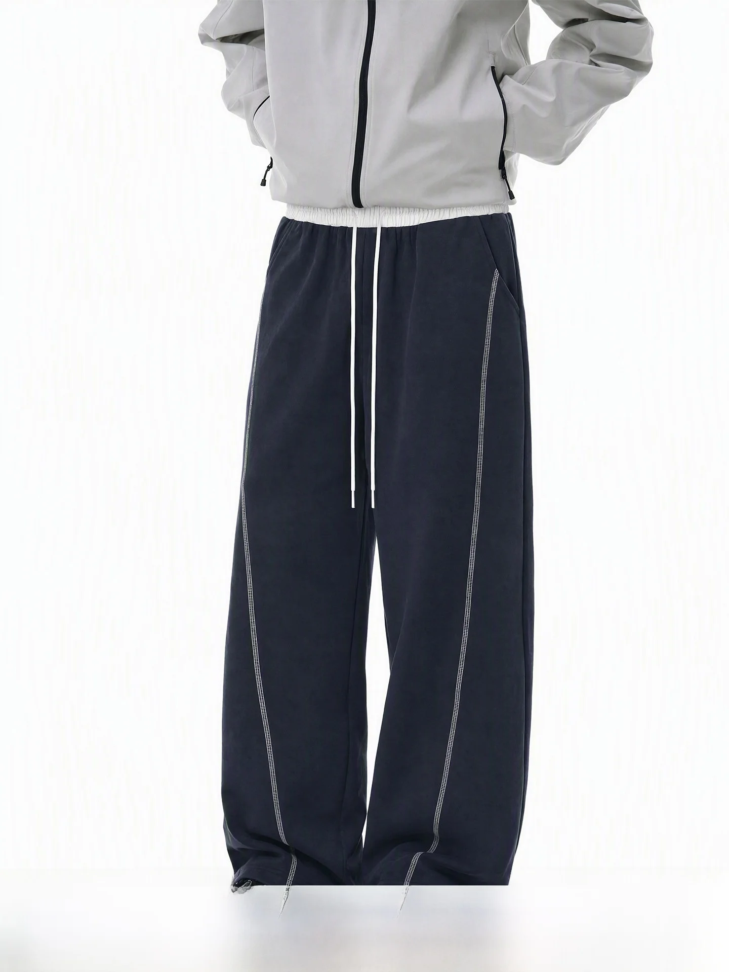 ARTANNIE Hassel Line Men's Casual Sports Pants Autumn American Contrast Color Couple Long Pants Loose Straight Cotton Trousers