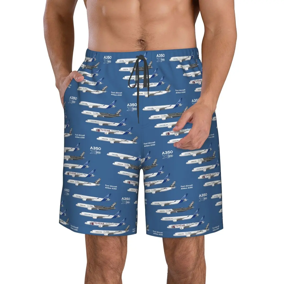 Airbus A350 Test Aircraft Fleet Illustration Trunks Beach Board Shorts Casual Quick Dry Swim Summer Men Pants