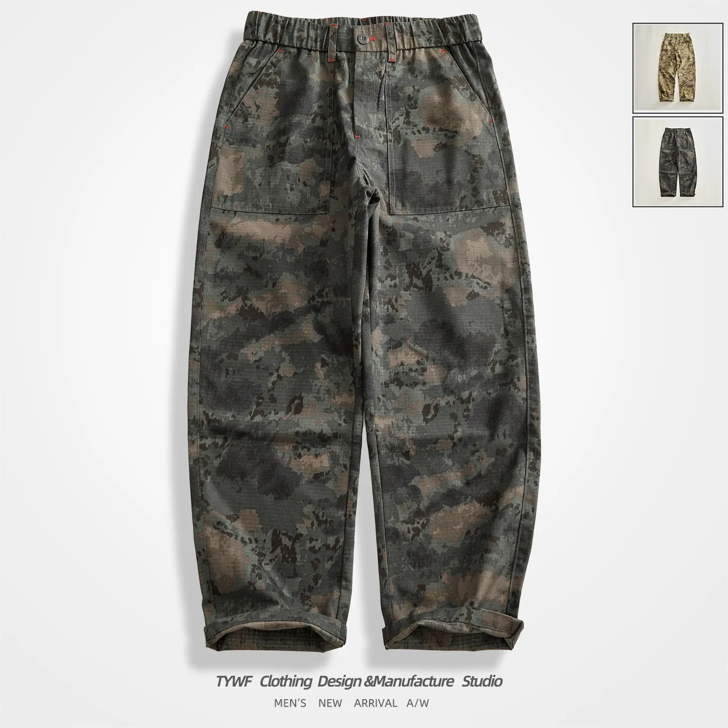 Autumn New American Retro Wear-resistant and Scratch-resistant Camouflage Cargo Pants Men's 100% Cotton Straight Casual Trousers