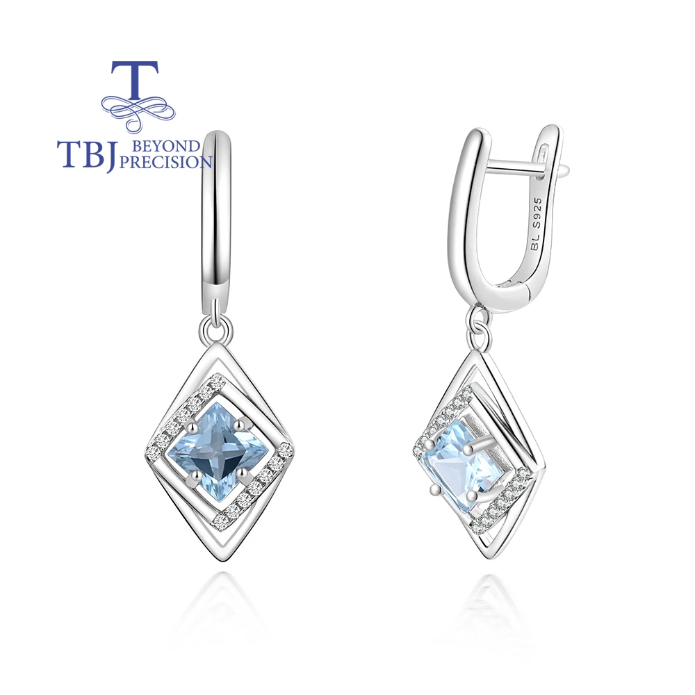 Gorgeous November Birthstone Natural Sky Blue Topaz earrings 925 silver elegant noble birthday gift for ladies and girls