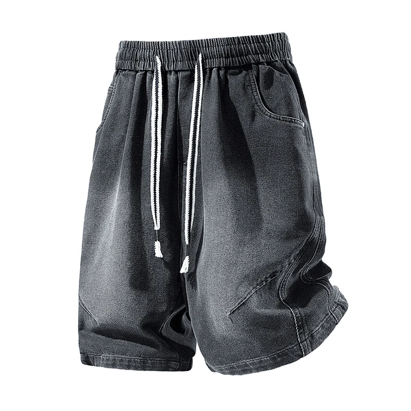 Plus Szie 8XL Denim Shorts Men Summer Elastic Waist Jeans Shorts Baggy Cargo Shorts Fashion Streetwear Short Pants Male Big Size