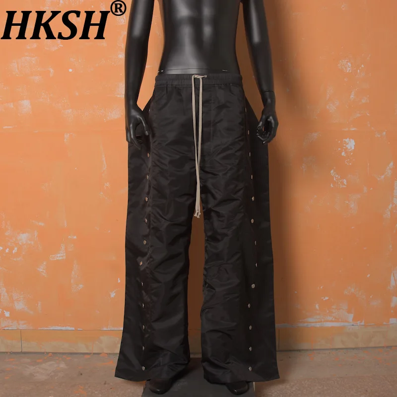 HKSH Spring Autumn New Men Tide RO High-end Nylon Punk Button Casual Pants Dark High Street Fashion Straight Chic Trendy HK21504