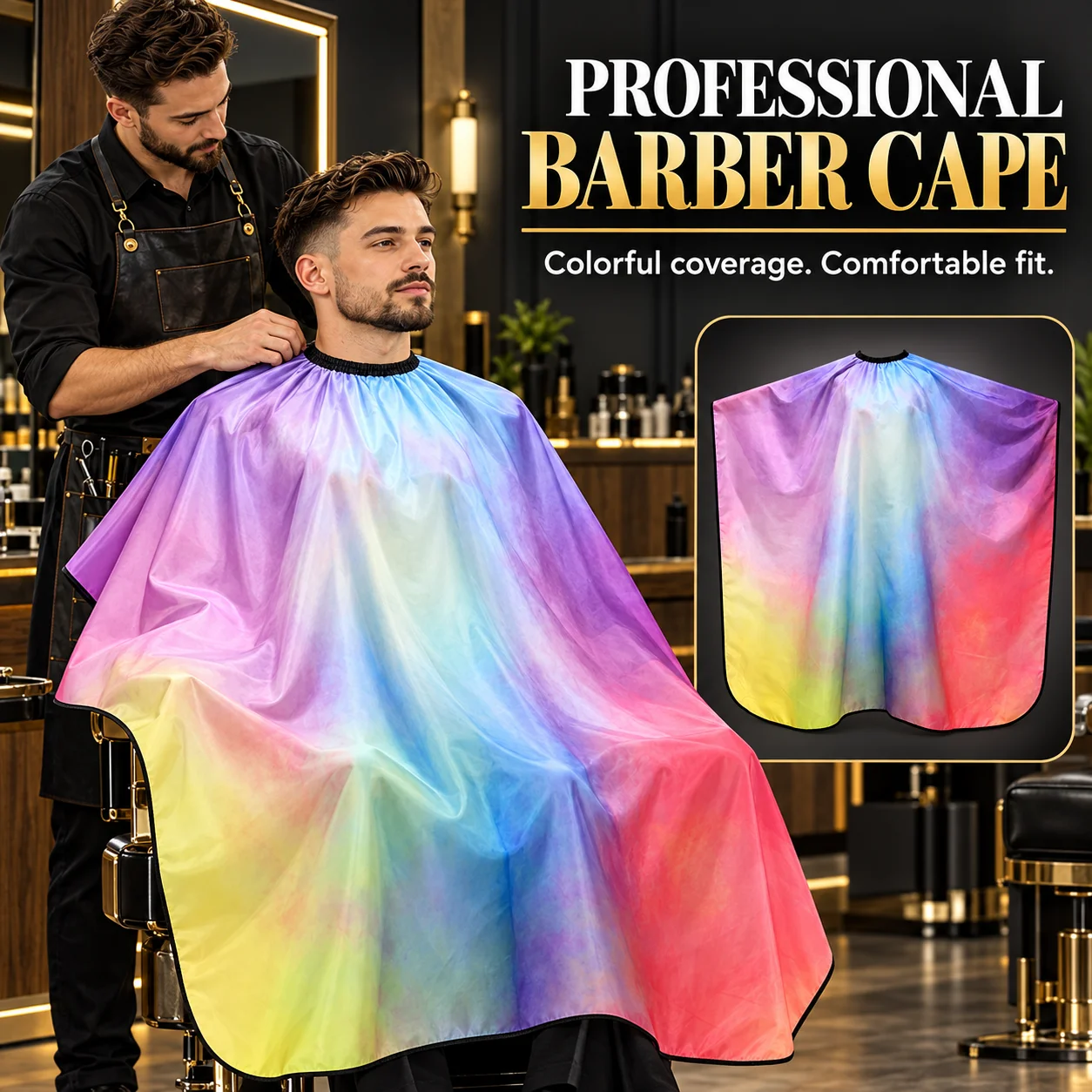 Professional Barber Cape Colorful Hair Cutting Salon Capes Waterproof Apron for Hairdresser Stylist Gown Hairstylist Tools