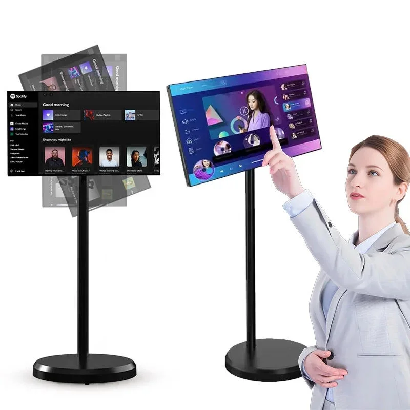 New S01T 21.5 inch Android 15 Movable Smart Screen, 1920*1080 IPS Touch Display, 8-core CPU 64GB Tablet, 4-6 Hours Battery Power