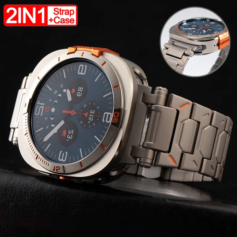 Luxury Titanium Alloy Strap+Case for Samsung Galaxy Watch Ultra 2025 47mm Sport Band Galaxy Watch Ultra No Gaps Bracelet Cover