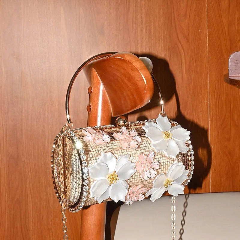 Flower Handbag Diamond Evening Bag Flower Handbag Hollow Out Women Bag Design Rhinestone Dinner Bags For Party Wedding Bag