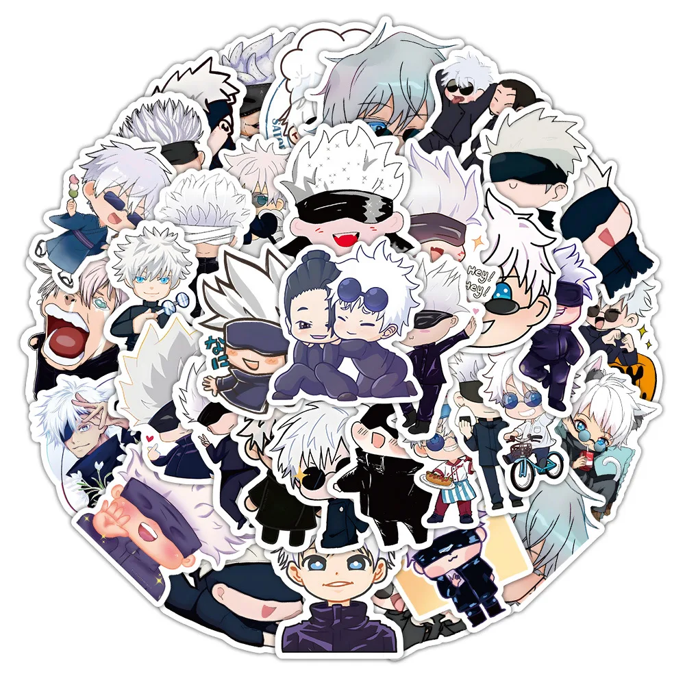 60PCS Kawaii Cartoon Anime Jujutsu Kaisen Stickers Itadori Yuji Cartoon Decal Laptop Skateboard Notebook Car Bike Kid TOY