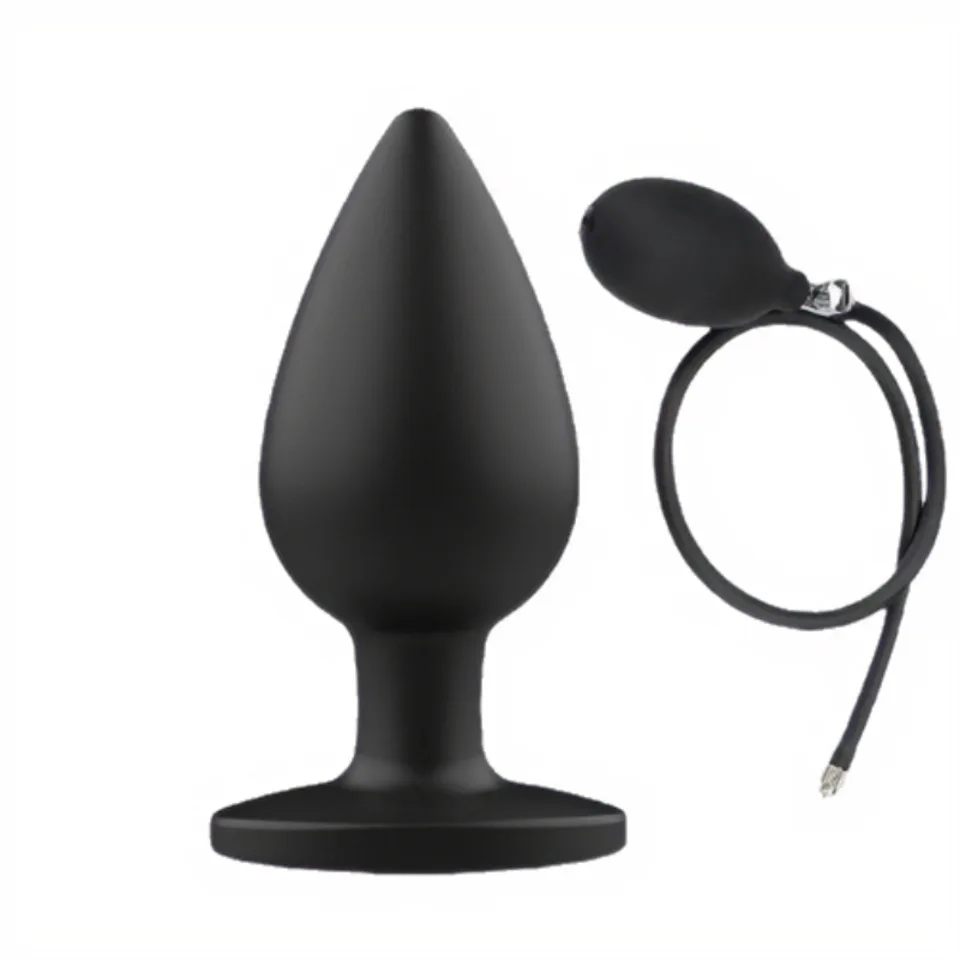 Inflatable Anal Butt Plug Adult Sex Toy Non-vibrating Manual Squeeze Mode For Unisex Silicone Beginner
