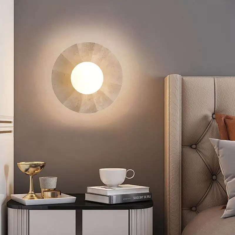 Nordic Modern LED Wall Lights For Bathroom Mirror Bedroom Home Lighting Fixture Yellow Travertine Porch Lamp Lampe Murale