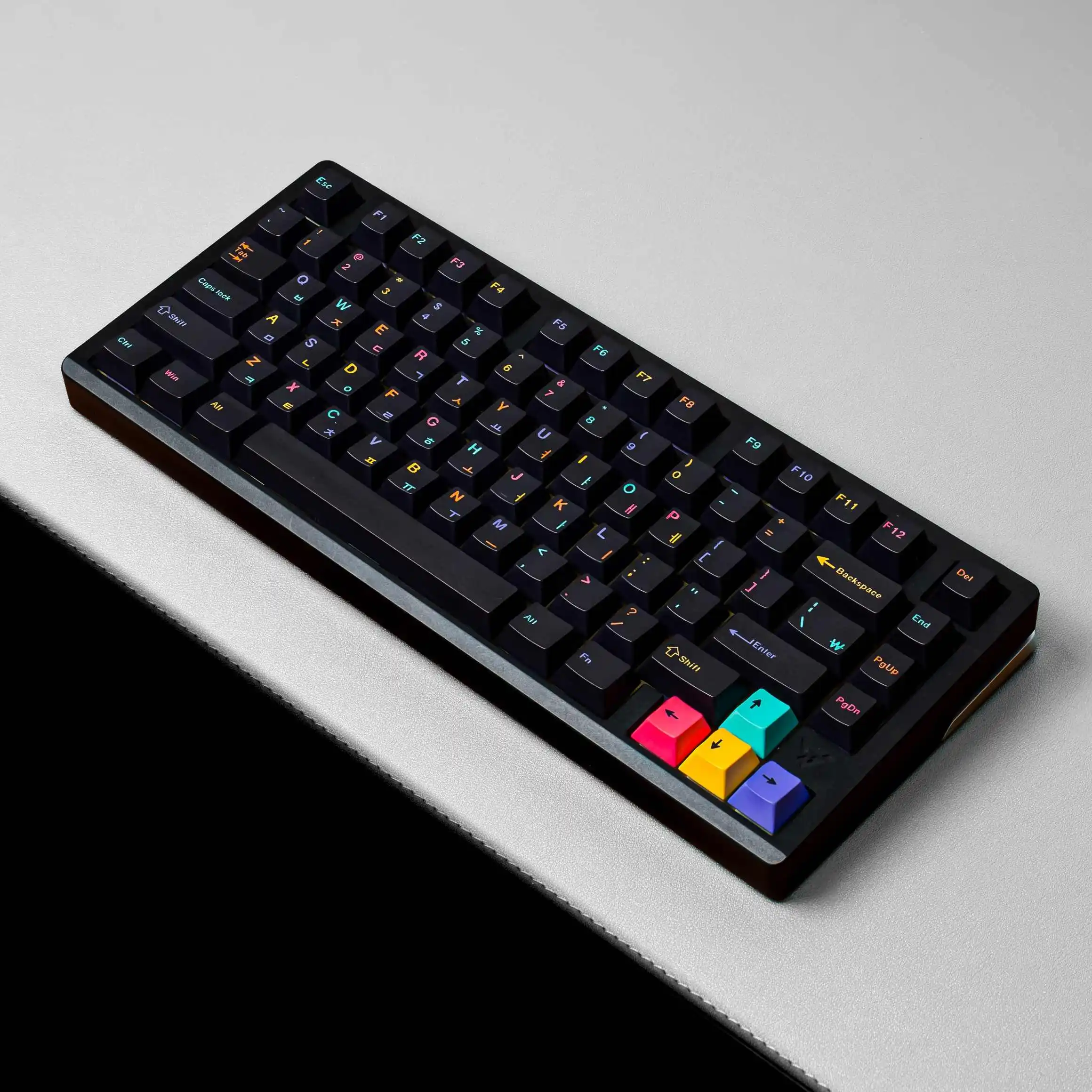 Underground World Black Keycap Arabic Korean Russian Japanese French Cherry Profile 130 Key Cap Mechanical Keyboard AULA F75 85%