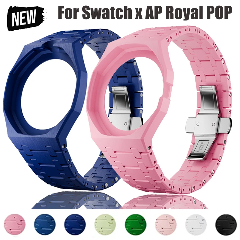 Ceramic Modification Kit for Swatch X AP Royal POP Luxury Watch Case + Strap Pocket Changer To Wristwatch
