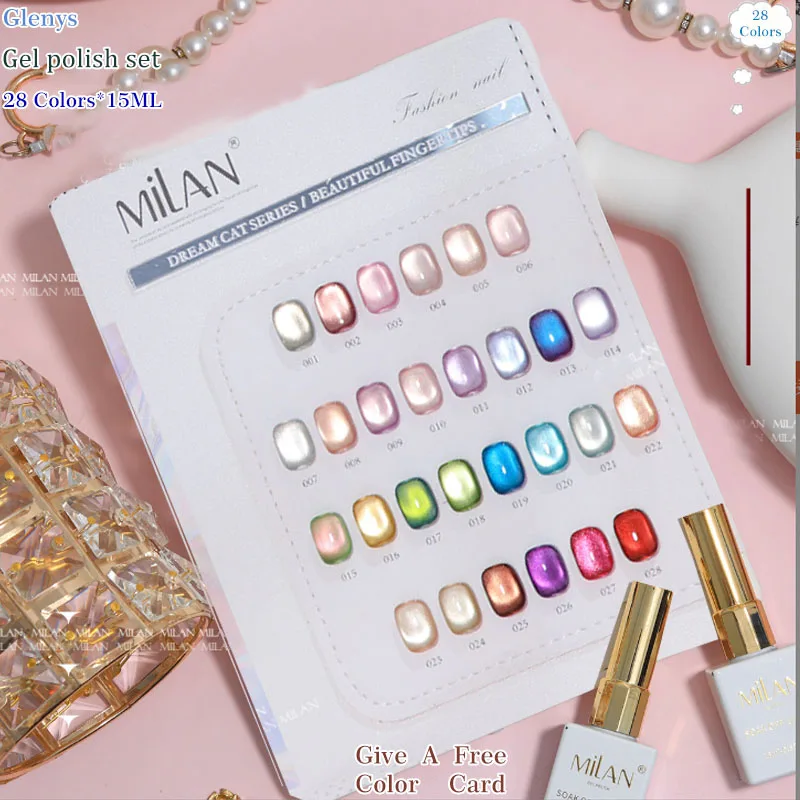 Glenys 28 color nail polish net red popular whitening immersion gel color matching card nail salon art varnish set 15ml